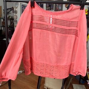 Garage women’s Coral Crochet Detail Peasant Blouse